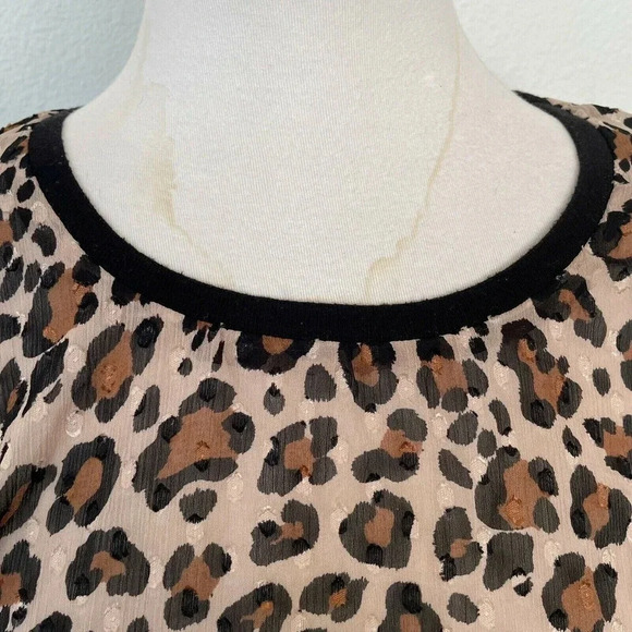 A New Day Womens Leopard Print Top Plus Size XXL Sheer Neutral Animal Print Boho - Picture 2 of 12
